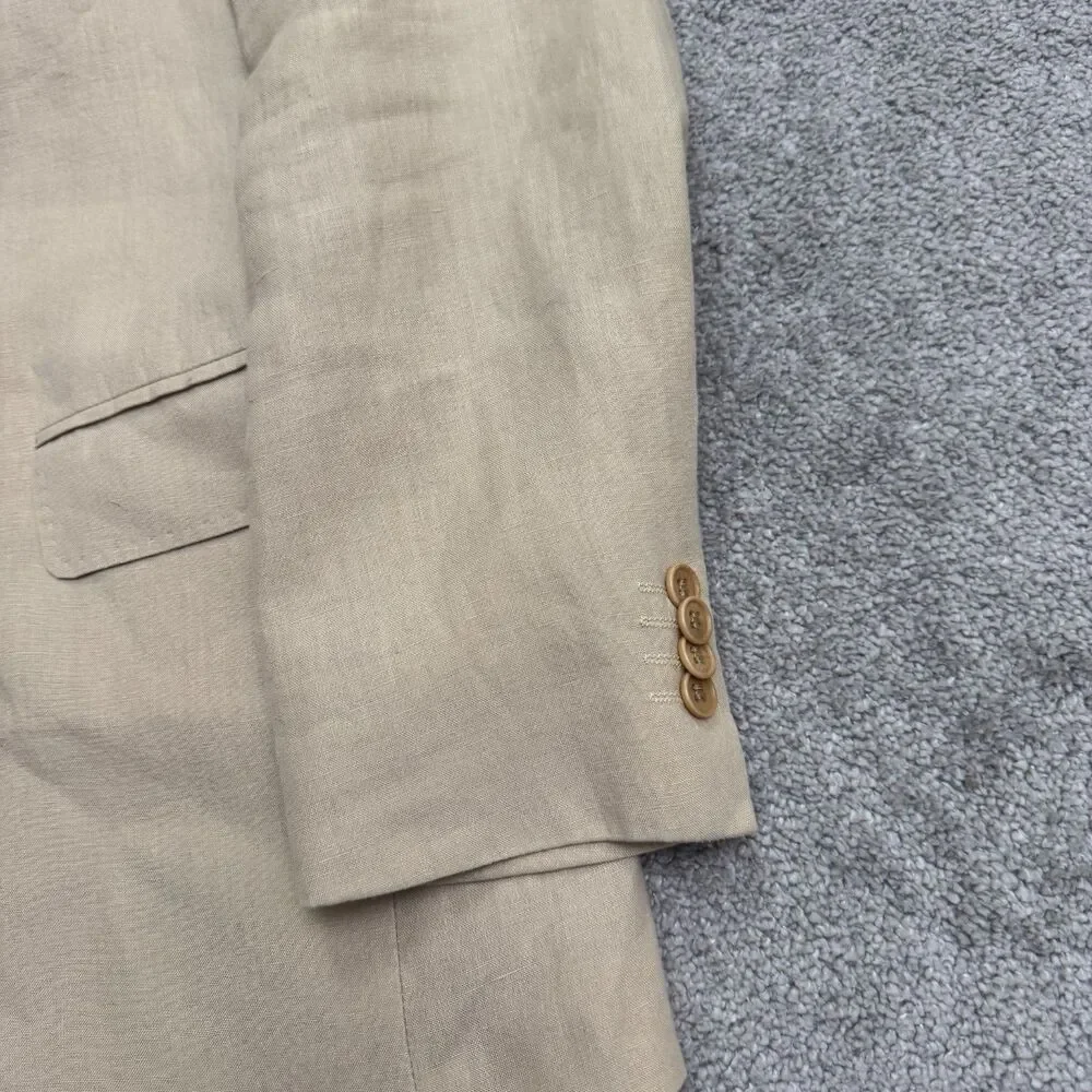 Milano Fratelli Ormezzano Two Button Blazer Men 40R Beige 100% Linen Sport Coat